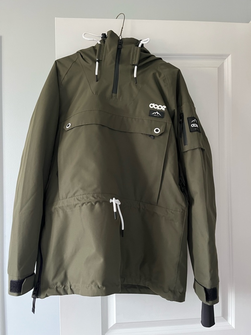 DOPE Olive Green Ski Pullover Anorak Jacket with Hood
